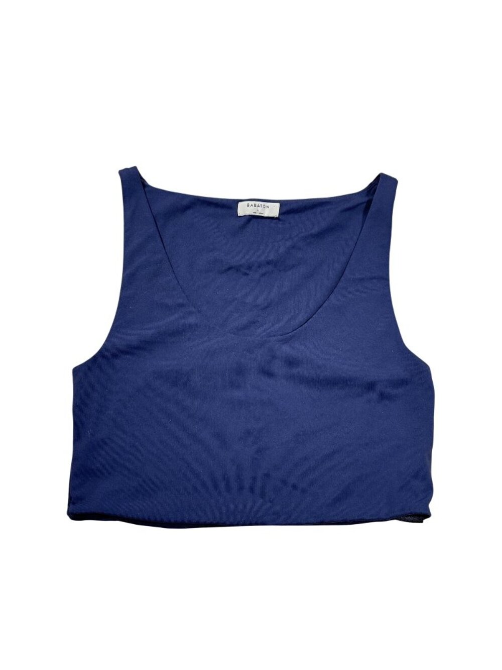 Babaton Aritzia Navy Sculpt Knit Cropped Tank Top Women Size Large Stretch